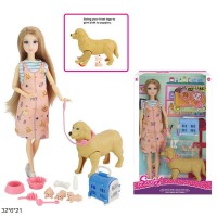 Лялька Sariel, 92023-A, 29 см, з песиком і новонародженими цуценятами