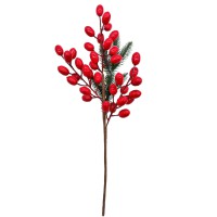 Гілка декоративна Yes! Fun Червоні ягоди та хвоя, 36 см