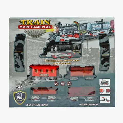 Залізниця, 21 деталь, звук, світло, на батарейках, 4 вагони, B0314-1