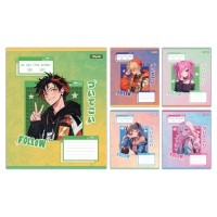 Зошити учнівські 18 аркушів клітинка 1B Follow Anime, 25 шт. в упаковці