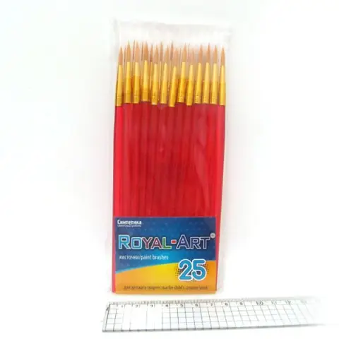 Пензель нейлон кругла, 17 см, №6, пластикова ручка, 25 шт. в упаковці, 7616RA