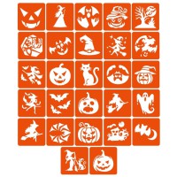 Набір трафаретів для біо-тату "Хелловін №2" Hallowween-2-27, 27 трафаретів 5х5 см