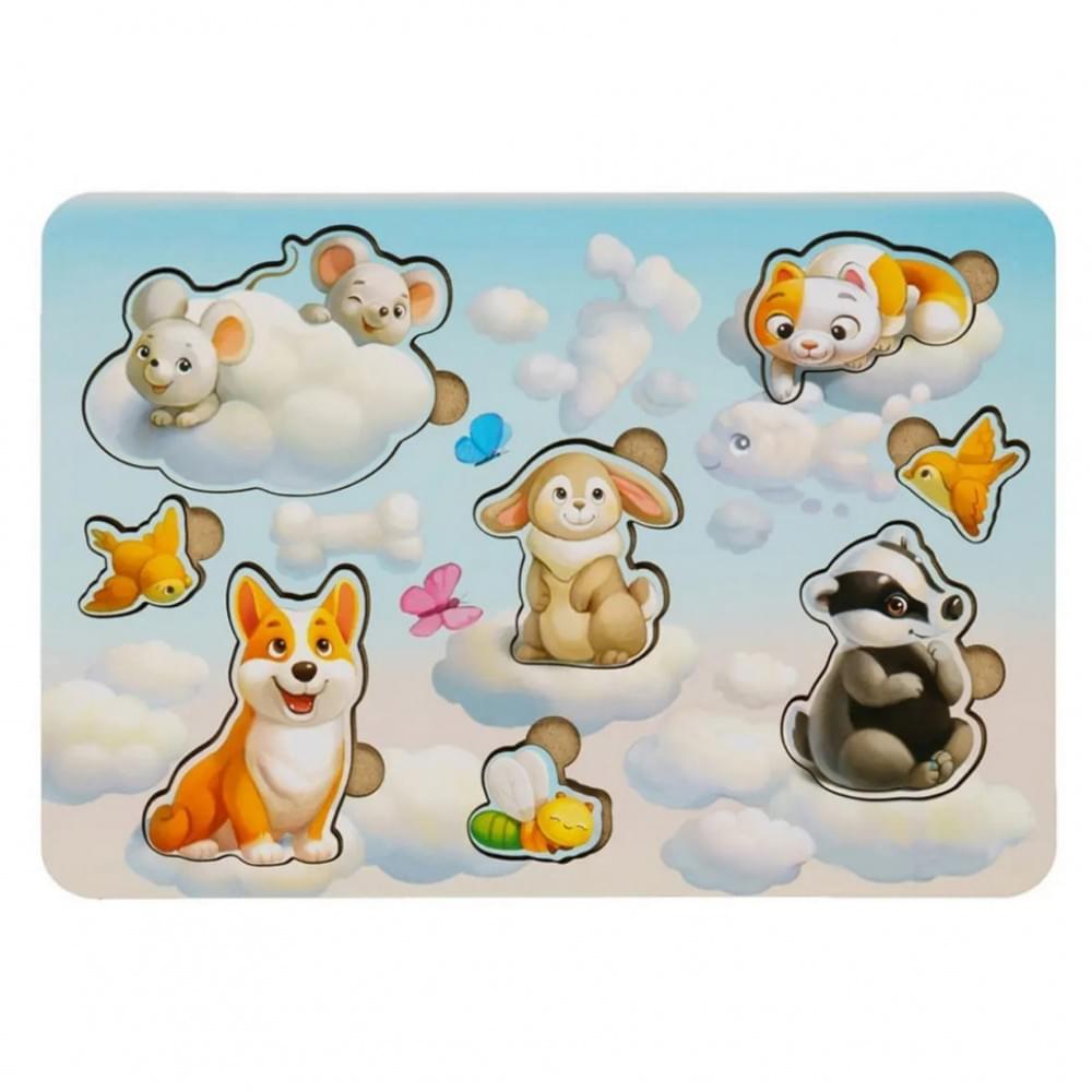 Дерев'яний пазл-вкладиш "Звірі-1" Ubumblebees (ПСФ048) PSF048, 8 елементів