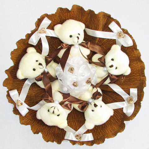 Букет з м'яких іграшок 5 ведмедиків 5287IT коричневий