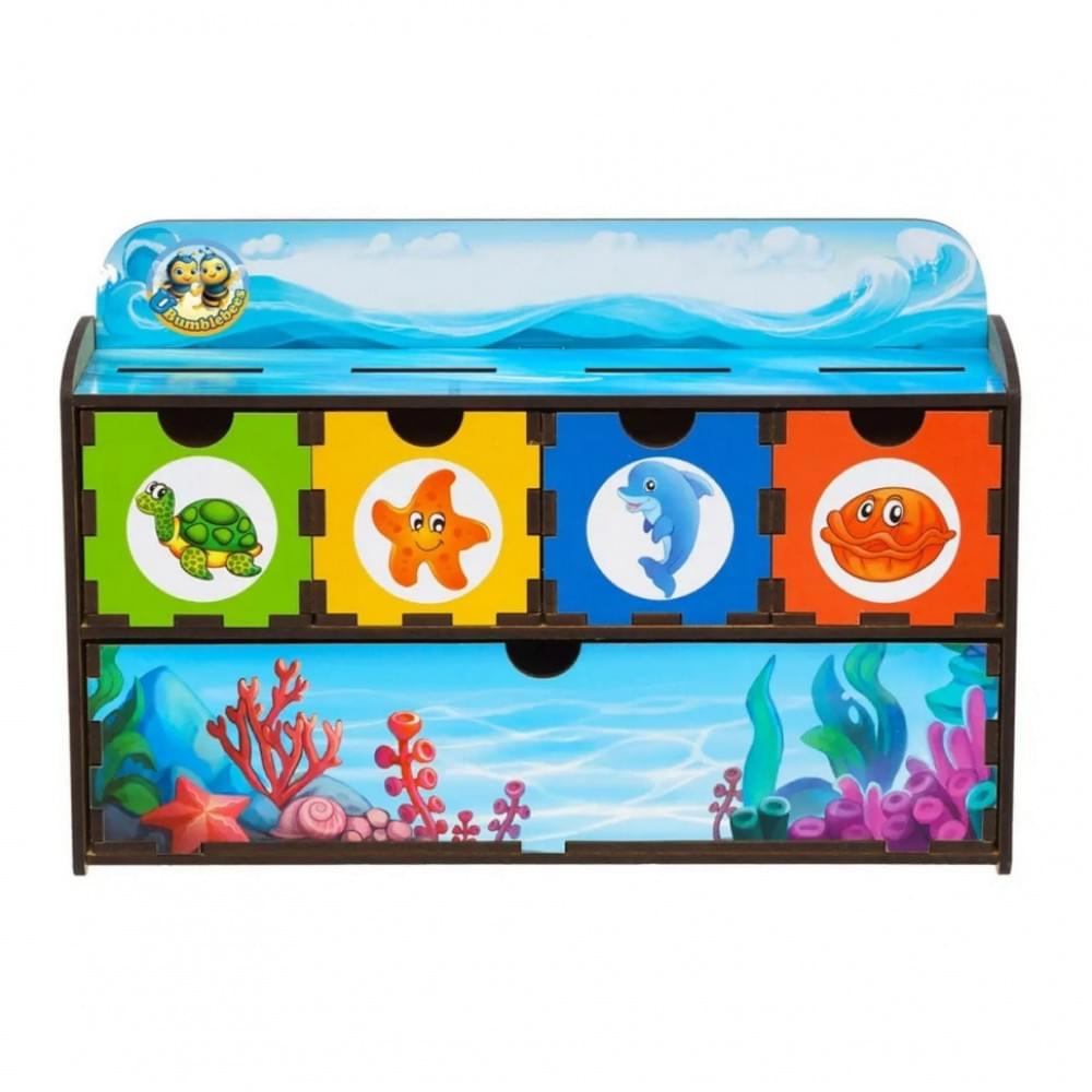 Дерев'яна настільна гра "Морські жителі-2" Ubumblebees (ПСД004) PSD004 сортер-комодик