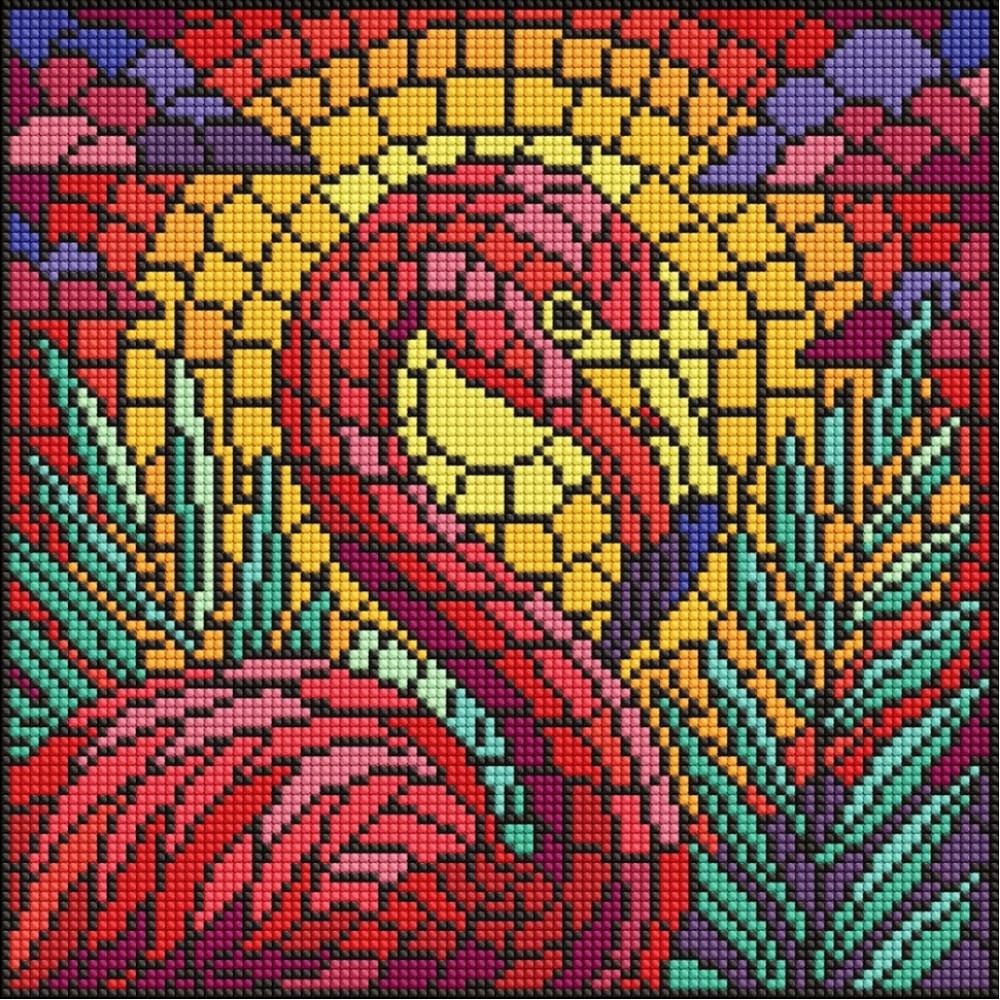 Алмазна мозаїка "Вітраж. Фламінго" ©art_selena_ua AMO8318, 30х30 см