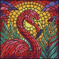 Алмазна мозаїка "Вітраж. Фламінго" ©art_selena_ua AMO8318, 30х30 см