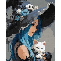 Картина за номерами "Дівчина з білим котом" ©art_selena_ua KHO8688, 40x50 см
