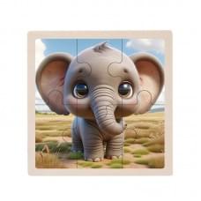 Дитячий дерев'яний пазл-вкладиш "Слоненя" MD 1509-11, 6 елементів 9,8 х 9,8 х 0,4 см