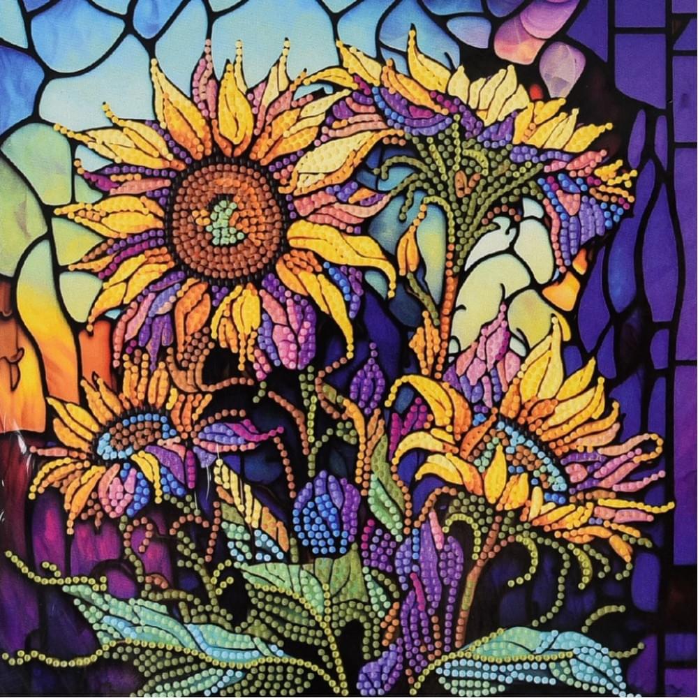 Алмазна мозаїка "Дивовижні соняхи" DEEX16307 не повна викладка 30х30 см