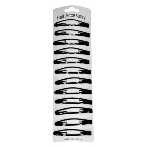 Затискач-хлопавка для волосся 1200-191 чорна 12 штук