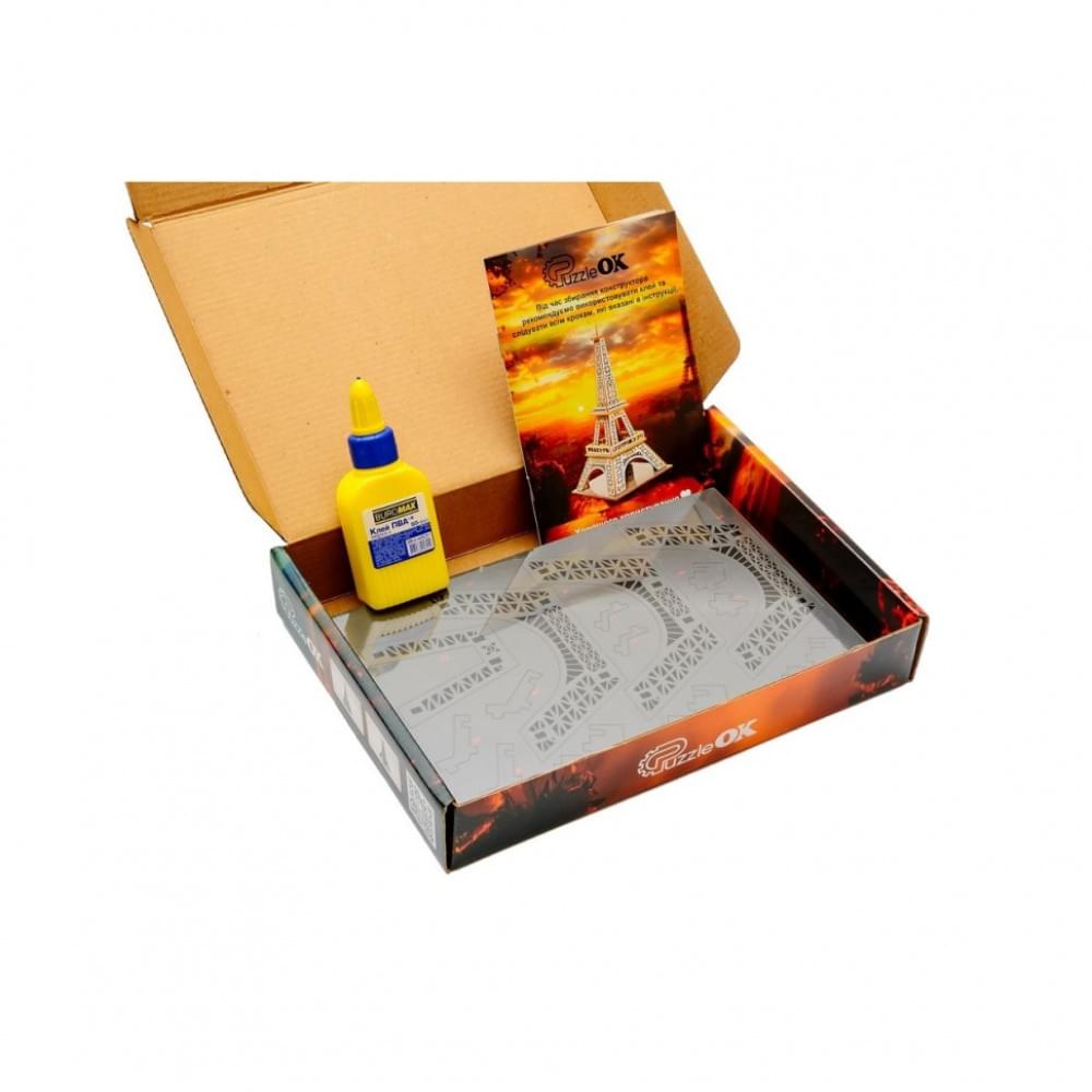 Дерев'яний 3D конструктор "Ейфелева вежа" Puz-00925, 58 деталей