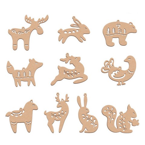 Набір ялинкових прикрас "Казкові звірятка етно" FDZ-532, 10 шт