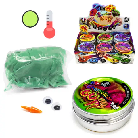 Жуйка для рук "Chameleon Gum" GUM-01-01UС в металевій коробочці Зелено-салатовий