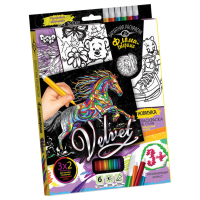 Набір для творчості Оксамитова розмальовка фломастерами VLV-01, 10 видів Мустанг