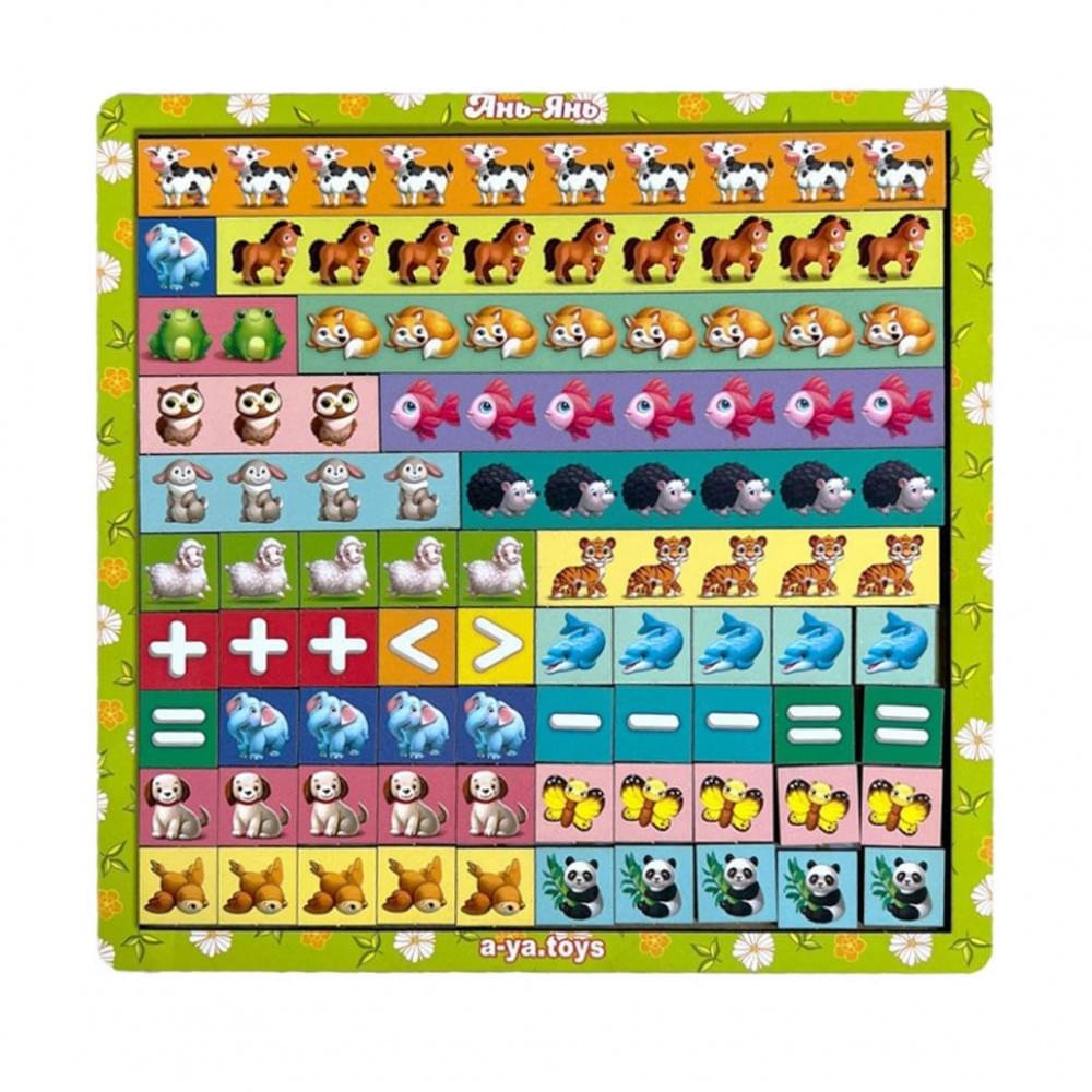 Дерев'яний пазл-сортер "Математичні сходи: Тварини" Ubumblebees (ПСФ079) PSF079