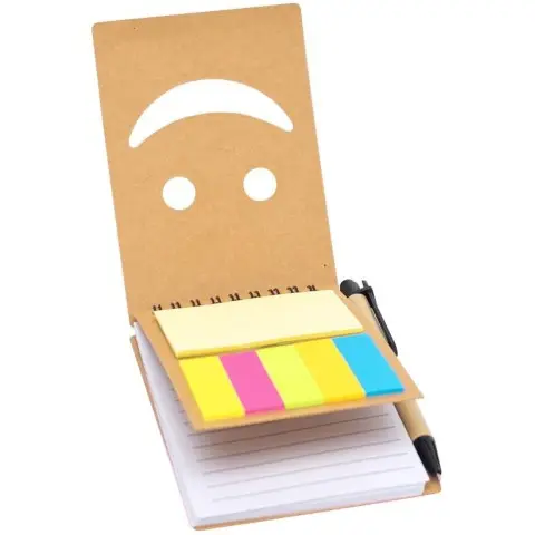 Блокнот А6 з набором стікерів та ручкою на спіралі JX005, 64 аркушів