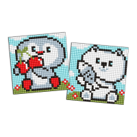 Алмазна мозаїка "Пінгвін та ведмежатко" Ідейка AMG1092 9x9 см