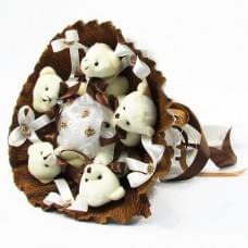 Букет з м'яких іграшок 5 ведмедиків 5287IT коричневий