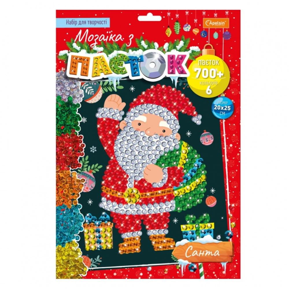 Набір для творчості мозаїка з паєток "Санта" НТ-37-04