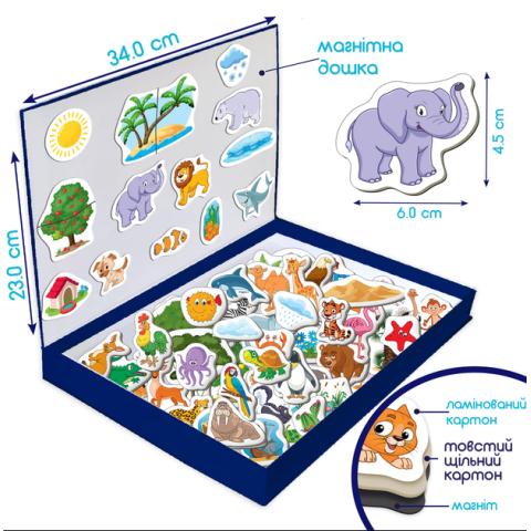 Набір магнітів Світ тварин Велика магнітна історія ML4032-05 EN 75 магнітів