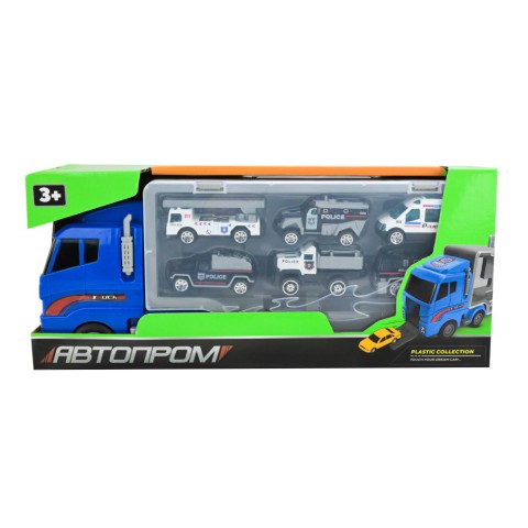 Дитячий трейлер із машинками PS006-3 у наборі 6 машинок