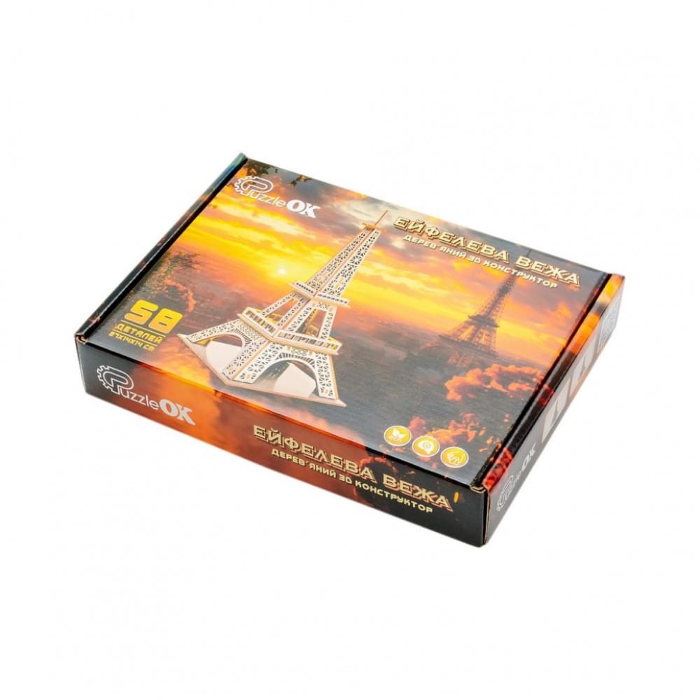 Дерев'яний 3D конструктор "Ейфелева вежа" Puz-00925, 58 деталей