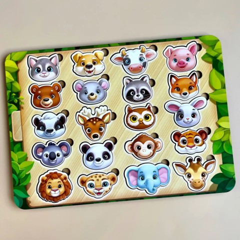 Дерев'яний пазл-сортер "Мордочки" Ubumblebees (ПСФ084) PSF084 мордочки тварин