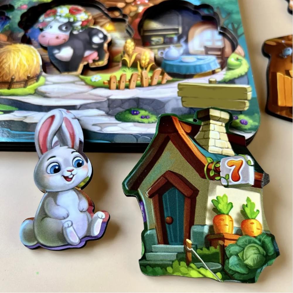 Дерев'яний пазл-вкладиш "Де чий будиночок на дереві?" Ubumblebees (ПСД172) PSD172 тришаровий