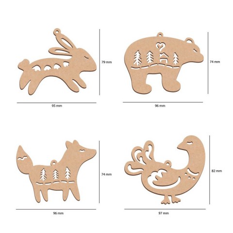 Набір ялинкових прикрас "Казкові звірятка етно" FDZ-532, 10 шт