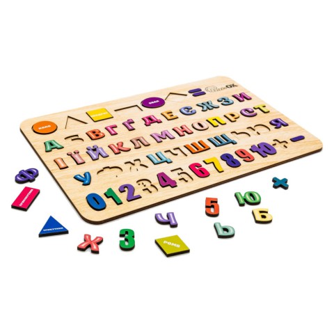 Дитяча розвиваюча дошка-сортер "Абетка, Цифри, Фігури" Арт-15471 А3