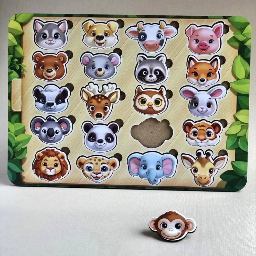 Дерев'яний пазл-сортер "Мордочки" Ubumblebees (ПСФ084) PSF084 мордочки тварин