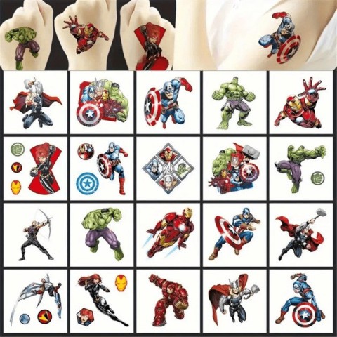 Набір тимчасових татуювань "Супергерої міні" superheroes-20-01 розмір 5х5 см