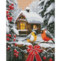 Алмазна мозаїка "Снігова казка" AMO7796 з АВ стразами 40х50 см