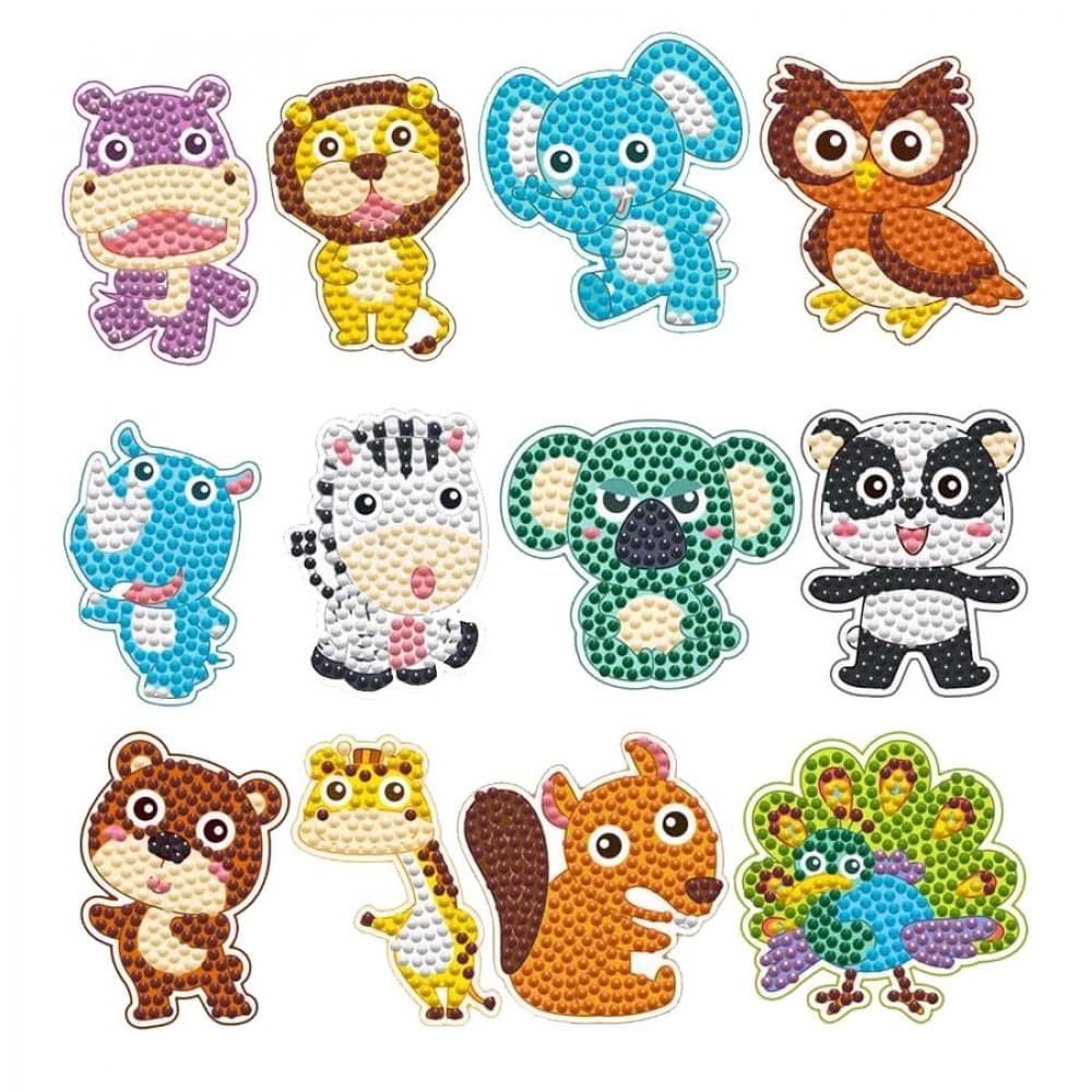 Набір для творчості Алмазні стікери "Звірятка" 20299, 12 шт