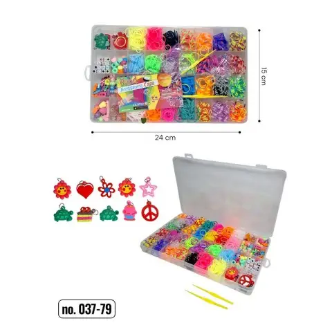 Набір гумок для плетіння браслетів 037-79, 2 гачка, підвіски, намистини