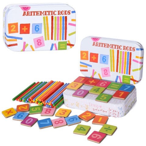 Дерев'яна іграшка Набір першокласника MD 1887 цифри, знаки, числові палички