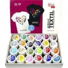 Набір акрилової фарби для розпису тканин 13420217, 24 баночки