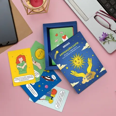 Картки з афірмаціями "Я можу все!" orner-2309, 48 карт, 7 сфер життя та інструкція з використання