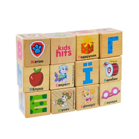 Дитячий набір дерев'яних кубіків "Paw Patrol" KH20/046 розмір 4 см