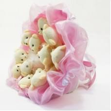 Букет з іграшок Ведмедики ніжно-рожевий 5347IT з 11ю іграшками