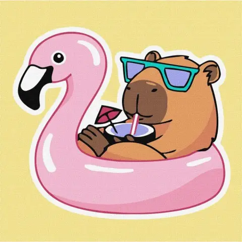 Картина за номерами "Капібара у відпустці" ©art_selena_ua KHO6743, 40х40 см