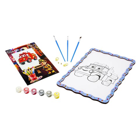 Дитячий набір для розпису по дереву "Пожежна машина" Puz-22954 формат А4