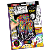 Набір для творчості Оксамитова розмальовка фломастерами VLV-01, 10 видів Лев 1