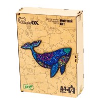 Фігурний дерев'яний пазл A4 "Могутній Кит" PuzA4-04126, 75 деталей