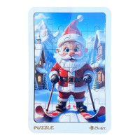 Новорічний пазл-вкладиш "Санта на лижах" 3240-19-003, 16х22 см