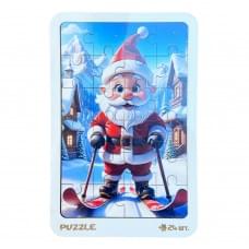 Новорічний пазл-вкладиш "Санта на лижах" 3240-19-003, 16х22 см