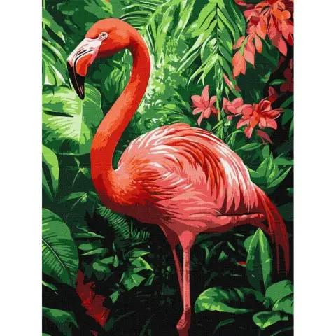 Картина за номерами "Фламінго в тропіках" ©art_selena_ua KHO6779, 30х40 см