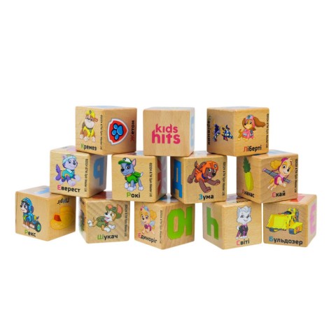 Дитячий набір дерев'яних кубіків "Paw Patrol" KH20/046 розмір 4 см