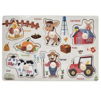 Дерев'яний пазл-вкладиш Ферма 53972-1 ручка-тримач, у плівці